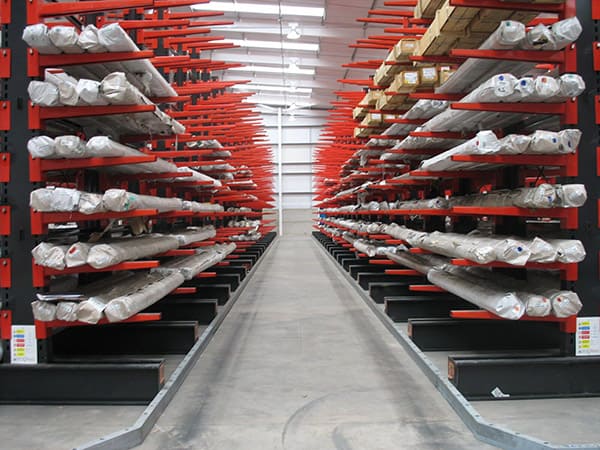 Steel Tube Stored on Stakapal Guided Aisle Cantilever Racking