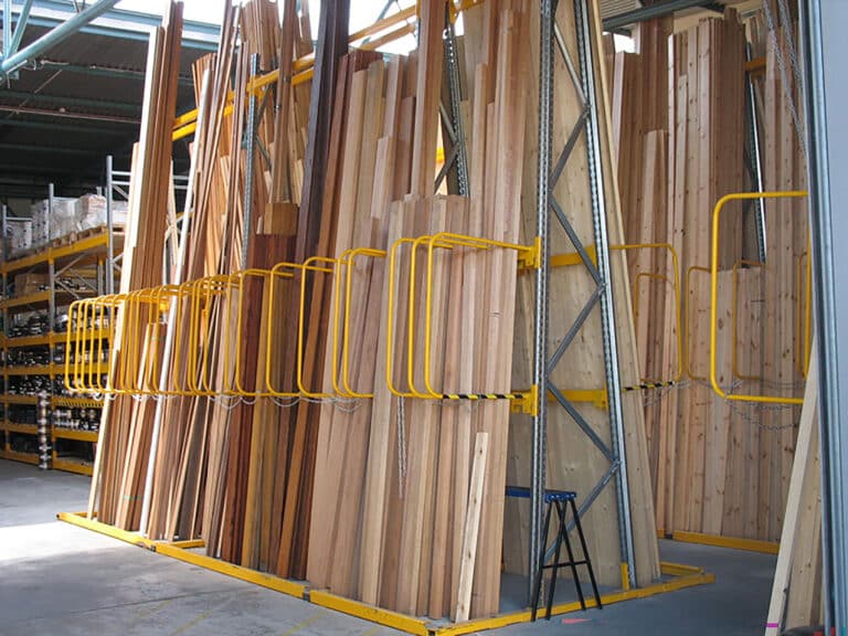 Vertical Storage Racks storing timber long lengths