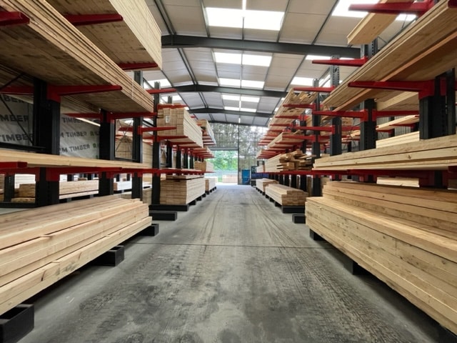 Cantilever Racking in warehouse storing long lengths of timber