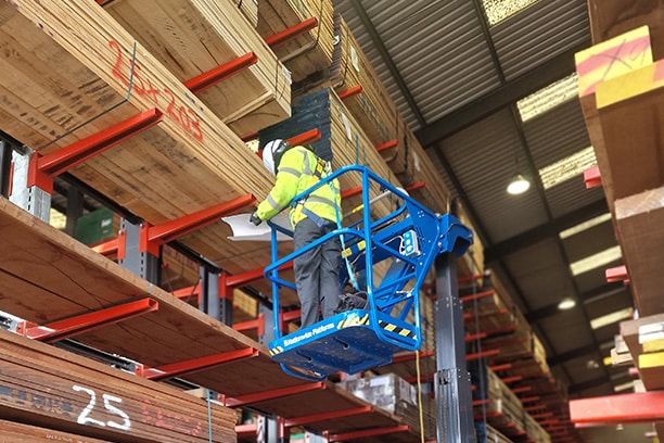 Stakapal's SEMA Approved Racking inspector conducting a Cantilever Racking Inspection on a customer's site