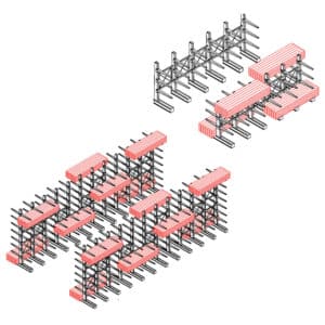 Free Path Cantilever racking variations which consist of single and double sided racking, a diagram by Stakapal - Leaders in Innovative Warehouse and Yard Storage Racking Solutions and Cantilever Racking Specialists