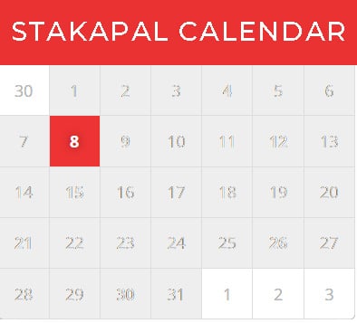 Stakapal Order Calendar