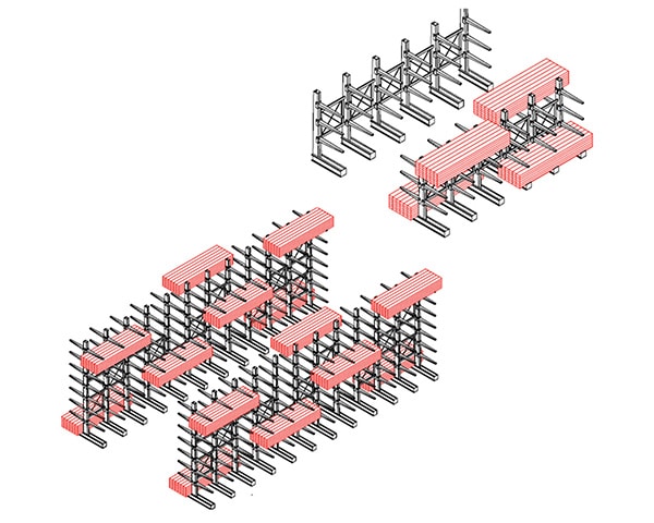 Free Path Cantilever racking variations which consist of single and double sided racking, a diagram by Stakapal - Leaders in Innovative Warehouse and Yard Storage Racking Solutions and Cantilever Racking Specialists